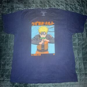 Naruto Unisex Short Sleeve Graphic Tee Shirt Extra Large (XL) Navy Anime